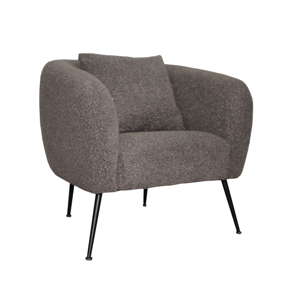 Poltrona Nuvia in tessuto grigio topo e gambe colore nero