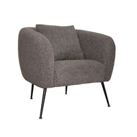 Poltrona Nuvia in tessuto grigio topo e gambe colore nero