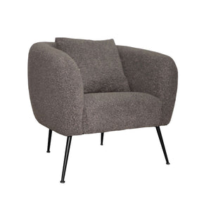 Poltrona Nuvia in tessuto grigio topo e gambe colore nero