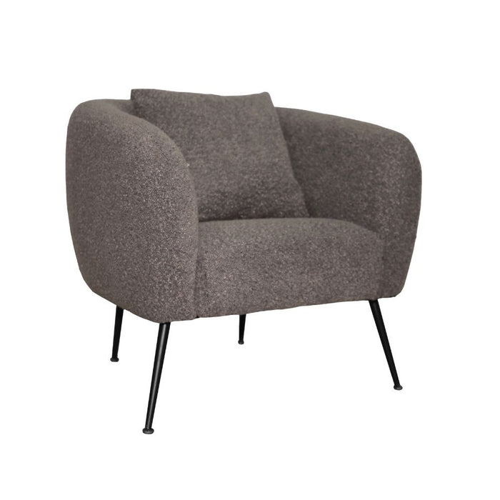 Poltrona Nuvia in tessuto grigio topo e gambe colore nero