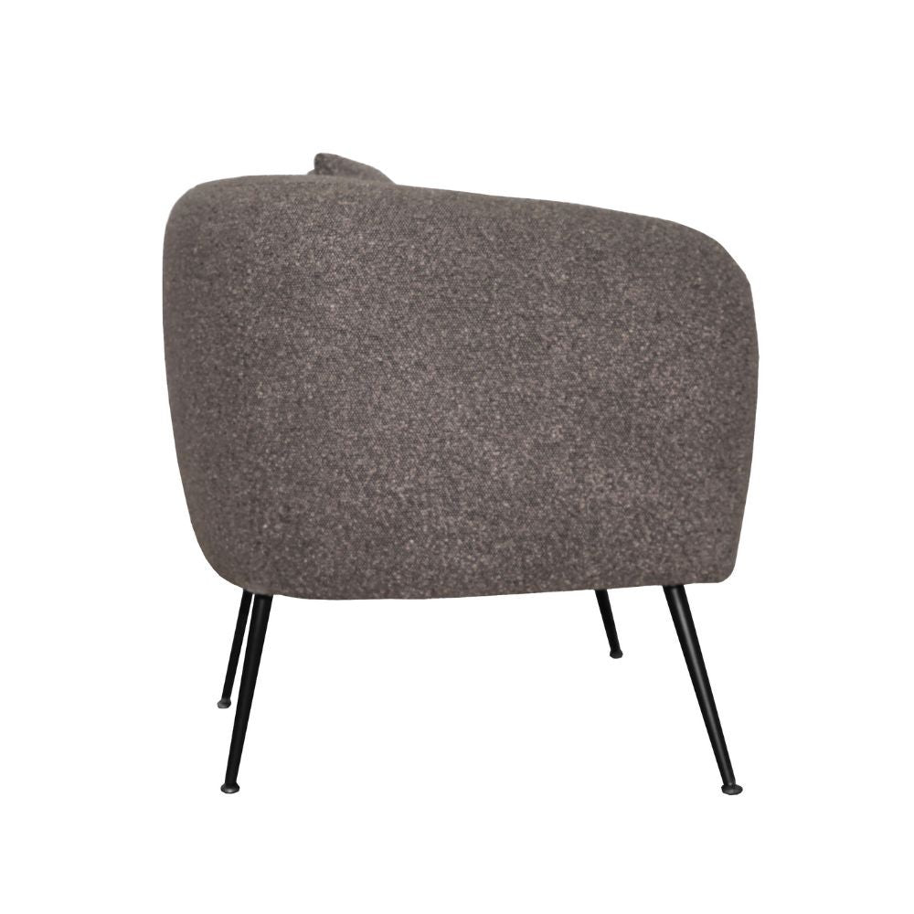 Poltrona Nuvia in tessuto grigio topo e gambe colore nero