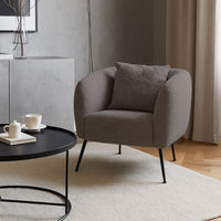 Poltrona Nuvia in tessuto grigio topo e gambe colore nero