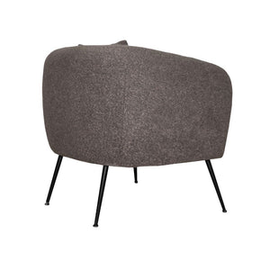 Poltrona Nuvia in tessuto grigio topo e gambe colore nero