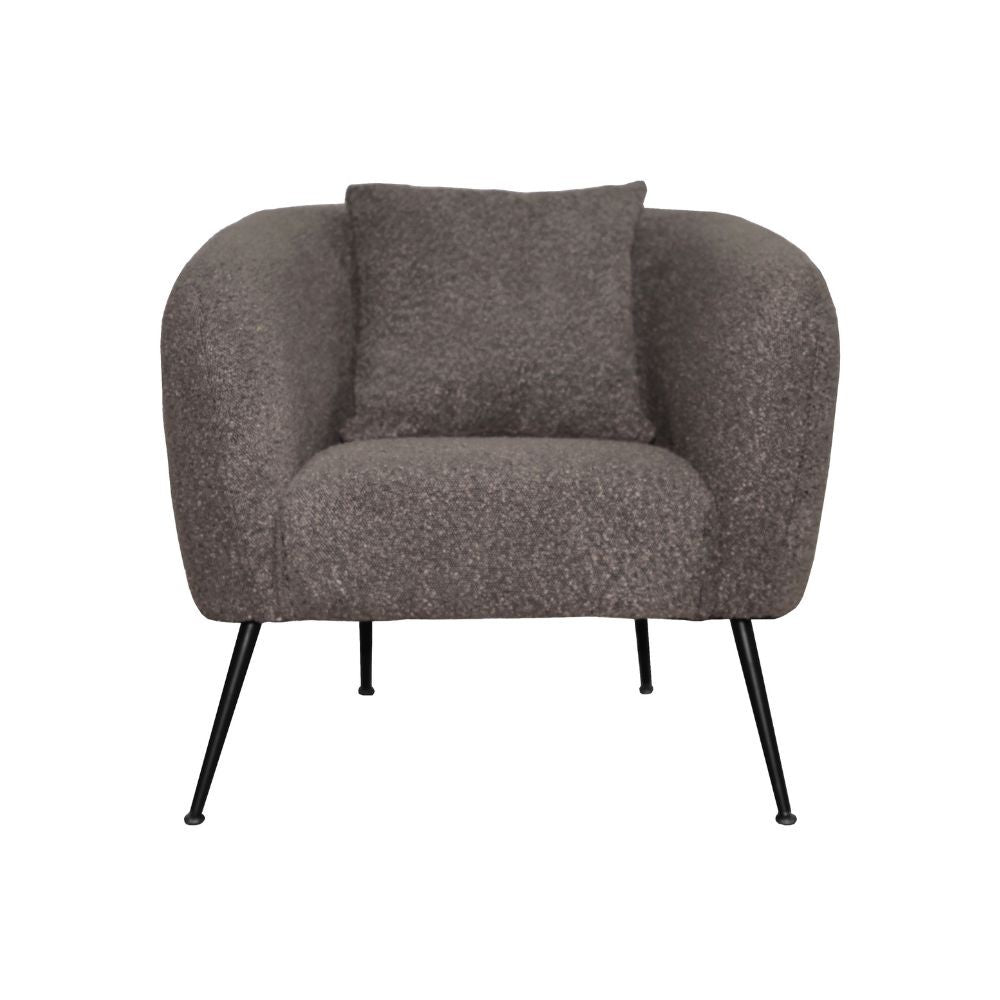 Poltrona Nuvia in tessuto grigio topo e gambe colore nero