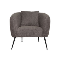 Poltrona Nuvia in tessuto grigio topo e gambe colore nero