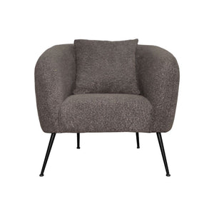 Poltrona Nuvia in tessuto grigio topo e gambe colore nero