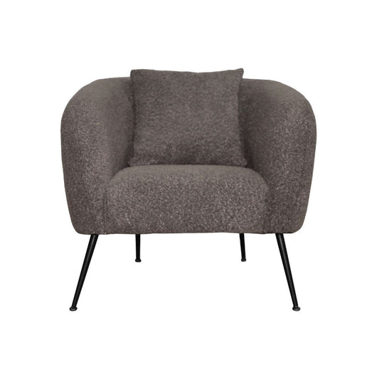 Poltrona Nuvia in tessuto grigio topo e gambe colore nero