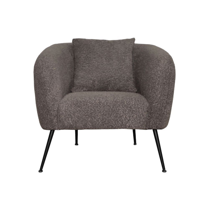 Poltrona Nuvia in tessuto grigio topo e gambe colore nero