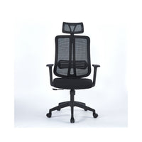 Poltrona operativa per ufficio nera con base nera e poggiatesta Satia