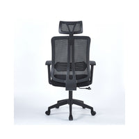 Poltrona operativa per ufficio nera con base nera e poggiatesta Satia