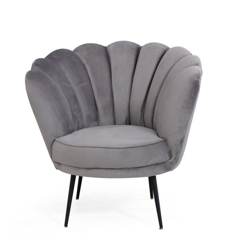 Poltrona Orel in velluto grigio Riviera 20 con piedini neri