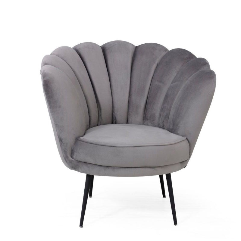 Poltrona Orel in velluto grigio Riviera 20 con piedini neri