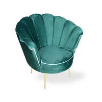 Poltrona Orel in velluto verde scuro e piedini oro