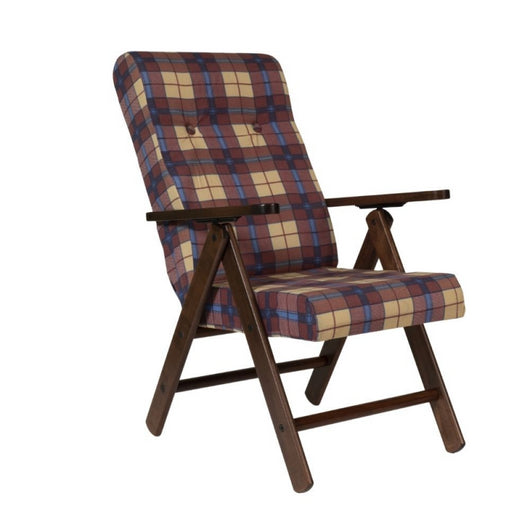 Poltrona regolabile Roma tessuto a scacchi bordeaux