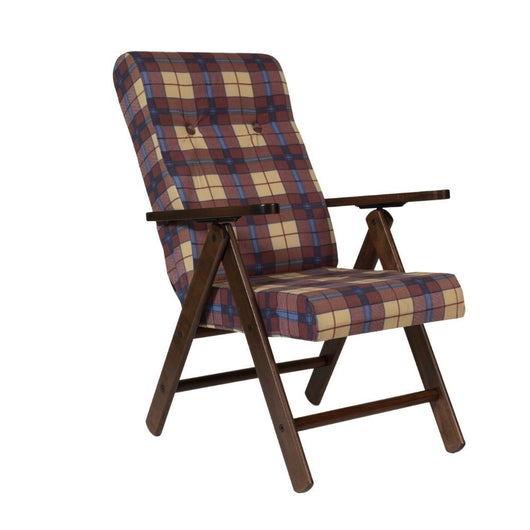 Poltrona regolabile Roma tessuto a scacchi colore bordeaux