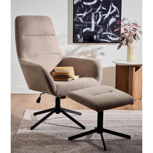 Poltrona Relax Arisa Con Sgabello Poggiapiedi Tortora