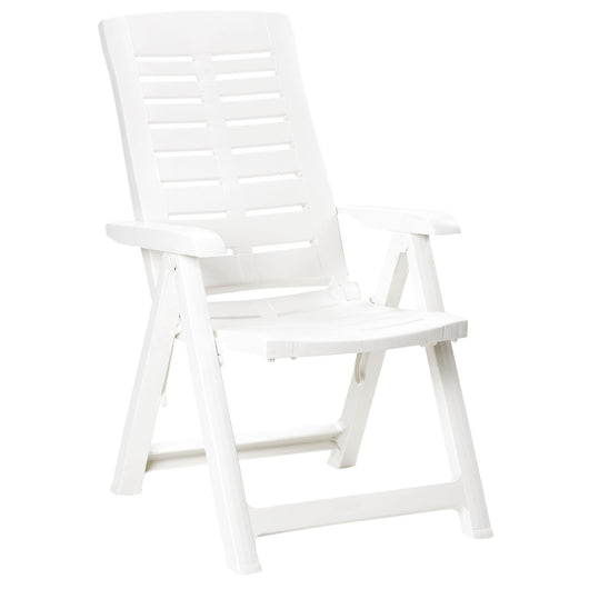 Yuma - Poltrona da giardino in resina. Poltrona pieghevole multiposizione. Sedia da spiaggia con braccioli  60x61xH109 cm bianca
