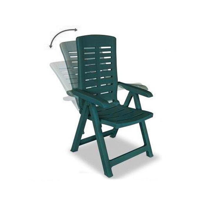 Yuma - Poltrona da giardino in resina. Poltrona pieghevole multiposizione. Sedia da spiaggia con braccioli  60x61xH109 cm verde