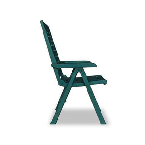 Yuma - Poltrona da giardino in resina. Poltrona pieghevole multiposizione. Sedia da spiaggia con braccioli  60x61xH109 cm verde