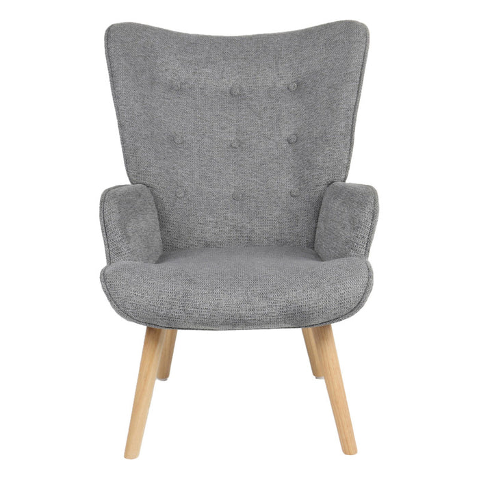 Poltrona Rijeka In Tessuto Grigio Gambe Legno Naturale Dimensione 75x68x96cm