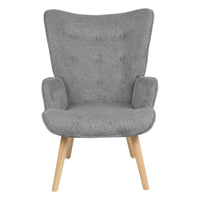 Poltrona Rijeka In Tessuto Grigio Gambe Legno Naturale Dimensione 75x68x96cm