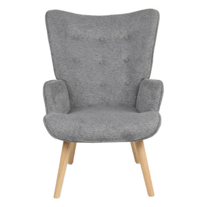 Poltrona Rijeka In Tessuto Grigio Gambe Legno Naturale Dimensione 75x68x96cm