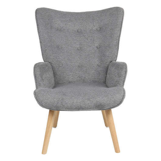 Poltrona Rijeka In Tessuto Grigio Gambe Legno Naturale Dimensione 75x68x96cm