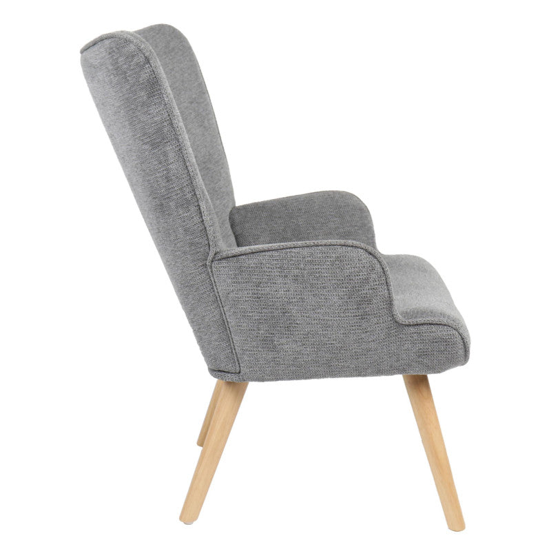 Poltrona Rijeka In Tessuto Grigio Gambe Legno Naturale Dimensione 75x68x96cm