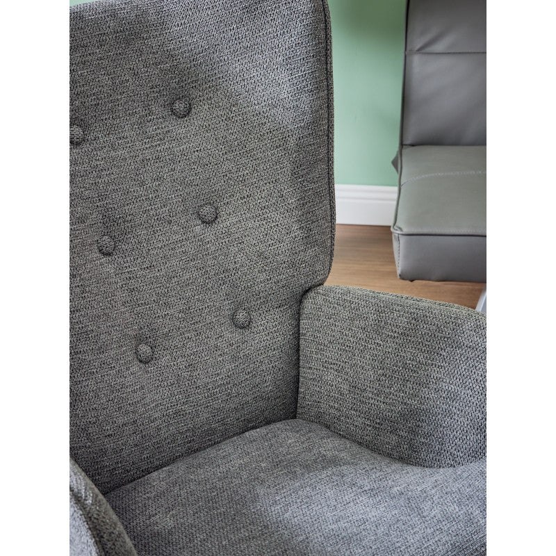 Poltrona Rijeka In Tessuto Grigio Gambe Legno Naturale Dimensione 75x68x96cm