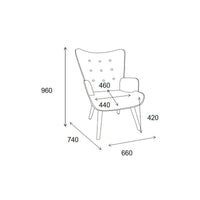Poltrona Rijeka In Tessuto Grigio Gambe Legno Naturale Dimensione 75x68x96cm