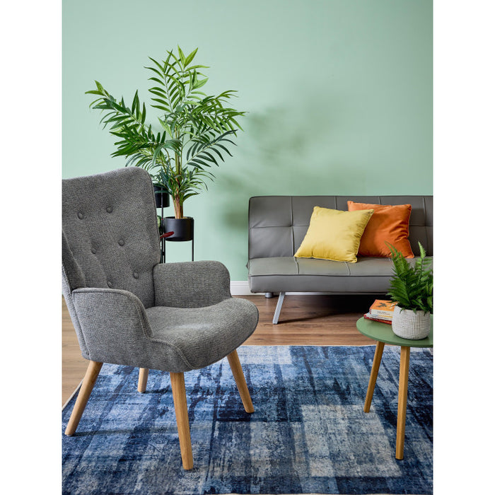 Poltrona Rijeka In Tessuto Grigio Gambe Legno Naturale Dimensione 75x68x96cm