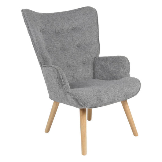Poltrona Rijeka In Tessuto Grigio Gambe Legno Naturale Dimensione 75x68x96cm