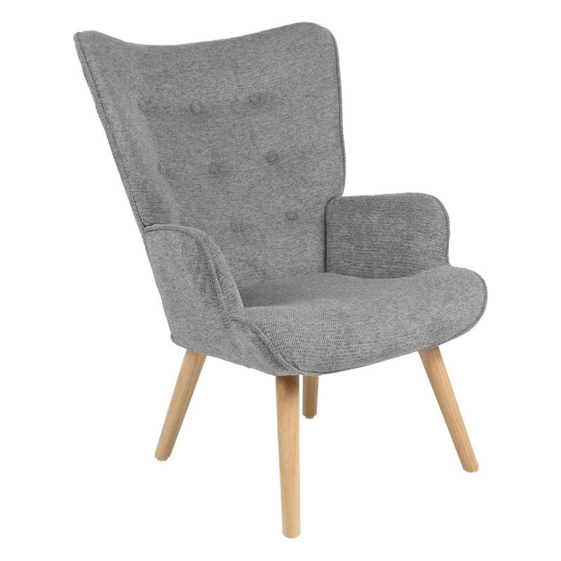 Poltrona Rijeka In Tessuto Grigio Gambe Legno Naturale Dimensione 75x68x96cm