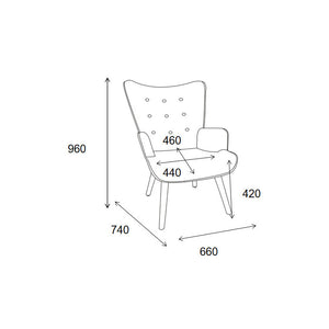 Poltrona Rijeka In Tessuto Marrone Gambe Legno Naturale Dimensione 75x68x96cm