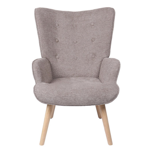 Poltrona Rijeka In Tessuto Marrone Gambe Legno Naturale Dimensione 75x68x96cm