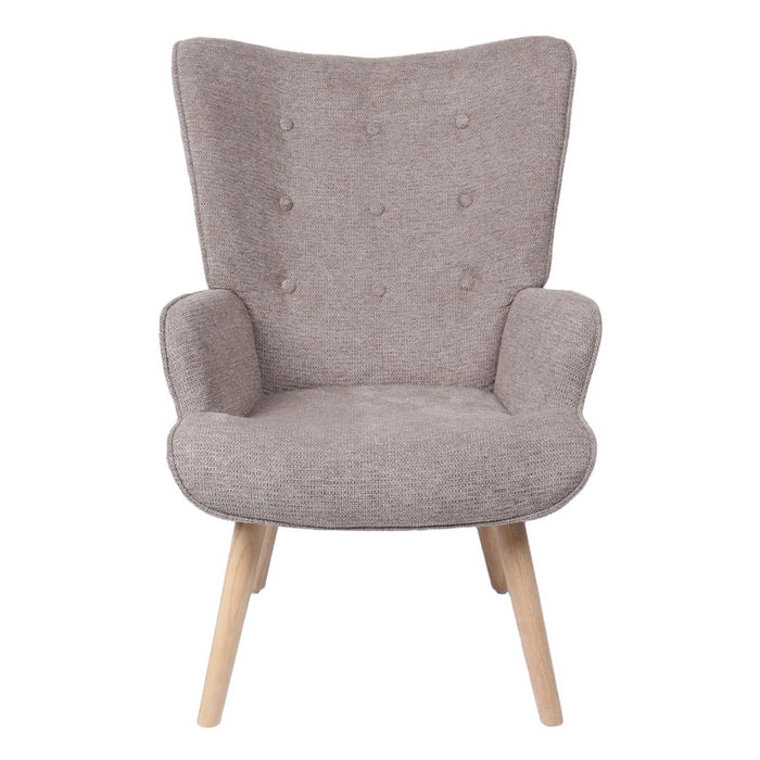 Poltrona Rijeka In Tessuto Marrone Gambe Legno Naturale Dimensione 75x68x96cm