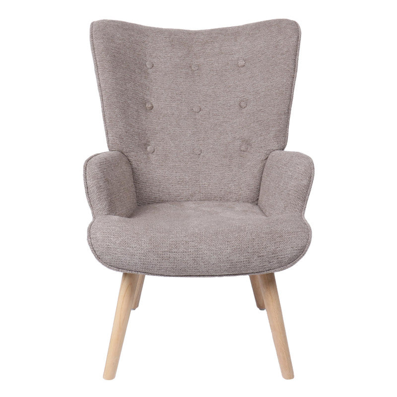 Poltrona Rijeka In Tessuto Marrone Gambe Legno Naturale Dimensione 75x68x96cm