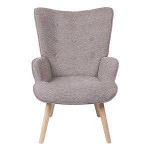 Poltrona Rijeka In Tessuto Marrone Gambe Legno Naturale Dimensione 75x68x96cm