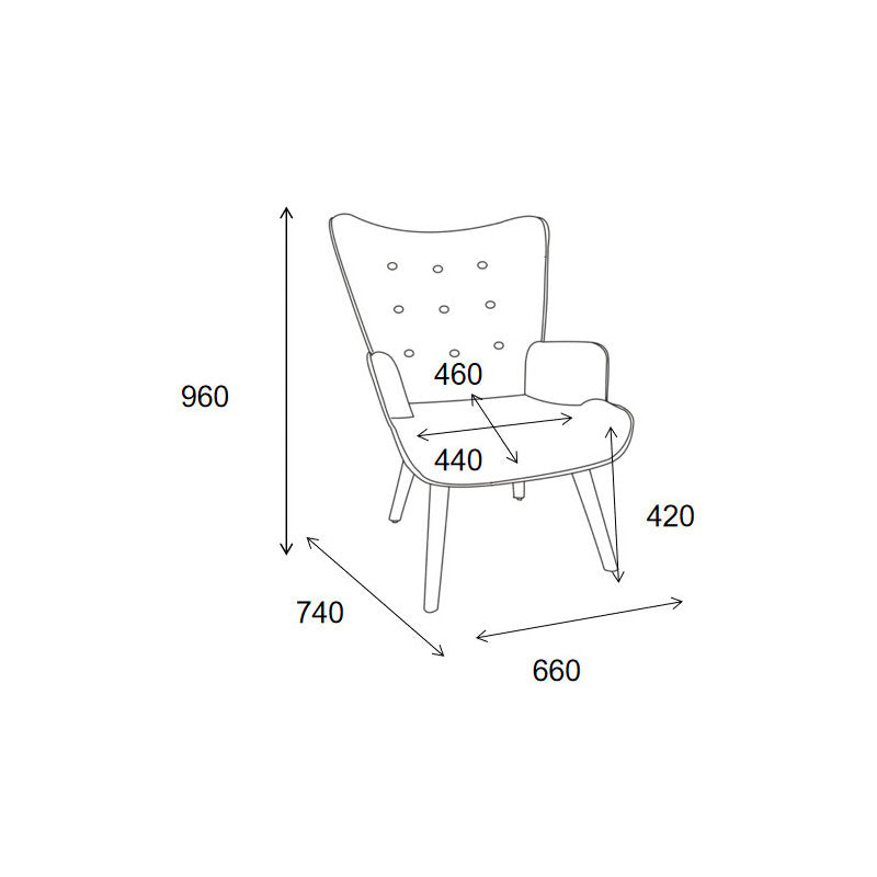 Poltrona Rijeka In Tessuto Ruggine Gambe Legno Naturale Dimensione 75x68x96cm
