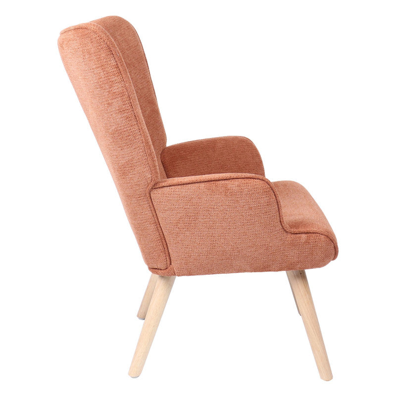 Poltrona Rijeka In Tessuto Ruggine Gambe Legno Naturale Dimensione 75x68x96cm