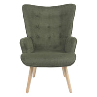 Poltrona Rijeka In Tessuto Verde Gambe Legno Naturale Dimensione 75x68x96cm