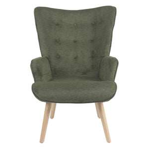 Poltrona Rijeka In Tessuto Verde Gambe Legno Naturale Dimensione 75x68x96cm