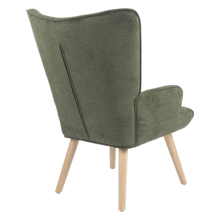 Poltrona Rijeka In Tessuto Verde Gambe Legno Naturale Dimensione 75x68x96cm