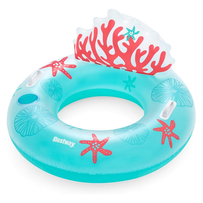 Trade Shop - Poltrona Salvagente Gonfiabile Con Maniglie Portabicchiere Schienale Design Corallo 43730 -