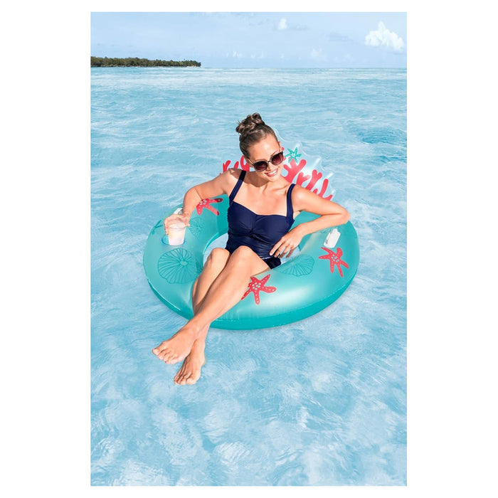 Trade Shop - Poltrona Salvagente Gonfiabile Con Maniglie Portabicchiere Schienale Design Corallo 43730 -