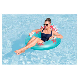 Trade Shop - Poltrona Salvagente Gonfiabile Con Maniglie Portabicchiere Schienale Design Corallo 43730 -