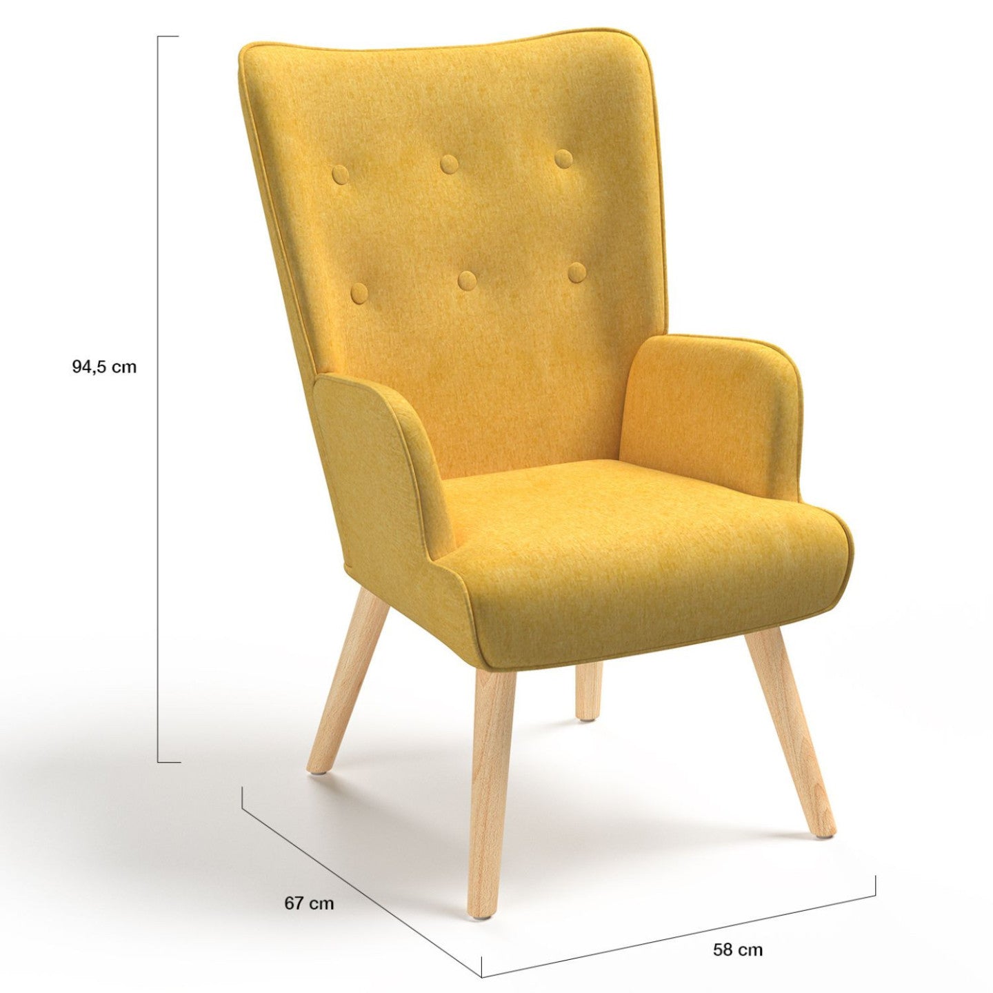 IDMarket - Poltrona scandinava IVAR in tessuto giallo