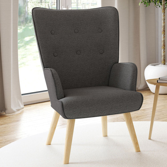 IDMarket - Poltrona scandinava IVAR in tessuto grigio antracite