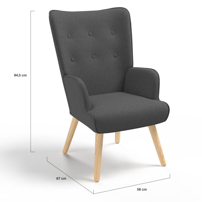 IDMarket - Poltrona scandinava IVAR in tessuto grigio antracite