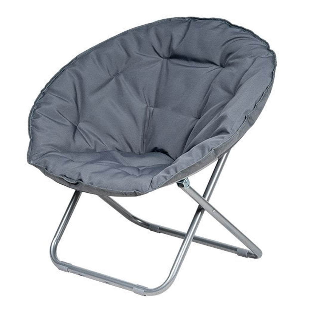 Trade Shop - Poltrona Sedia Relax Morbida Imbottita Moon Pieghevole Arredo Da Giardino 80x70x80cm - Grigio